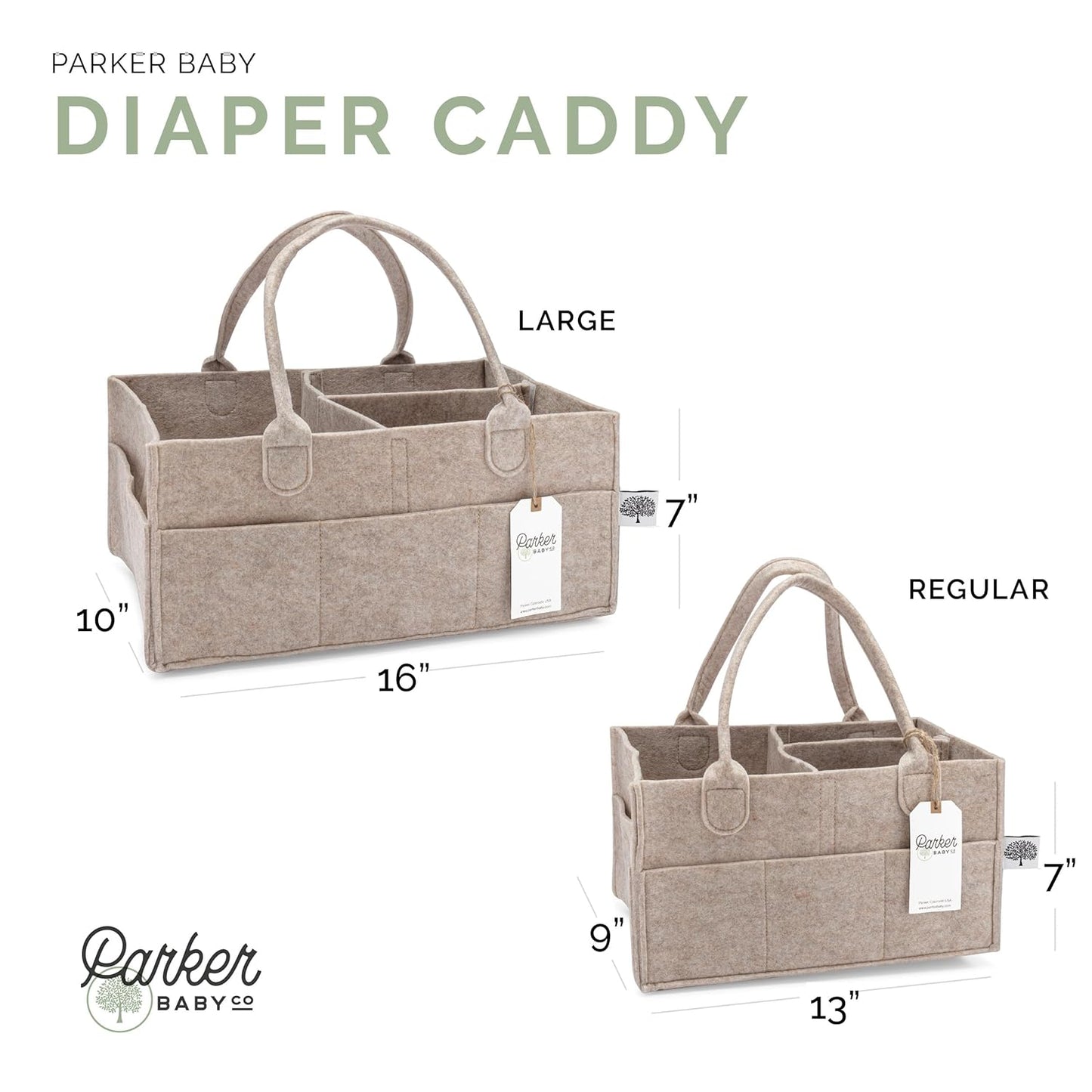 Parker Baby Co. Diaper Caddy - Large Nursery Storage Bin & Car Organizer for Diapers | Oatmeal