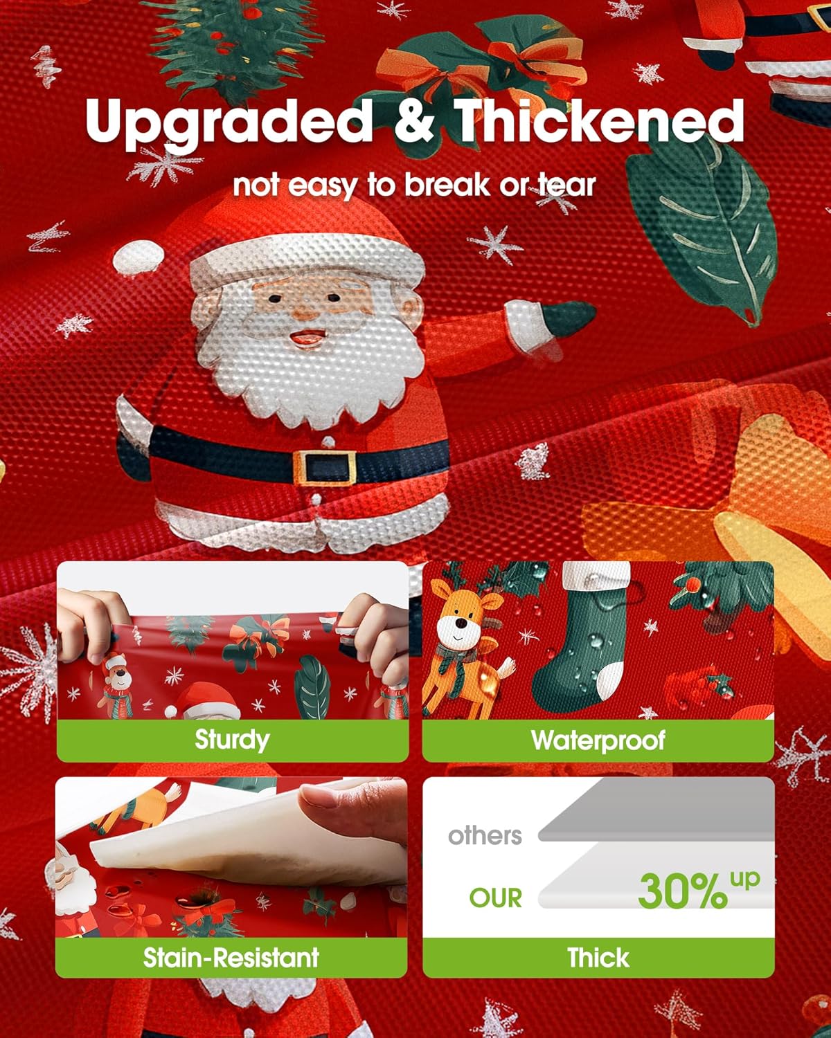 Pureegg Disposable Plastic Tablecloths - 10 Pack, 54 x 108 Inch, Sturdy & Leakproof, Christmas Red