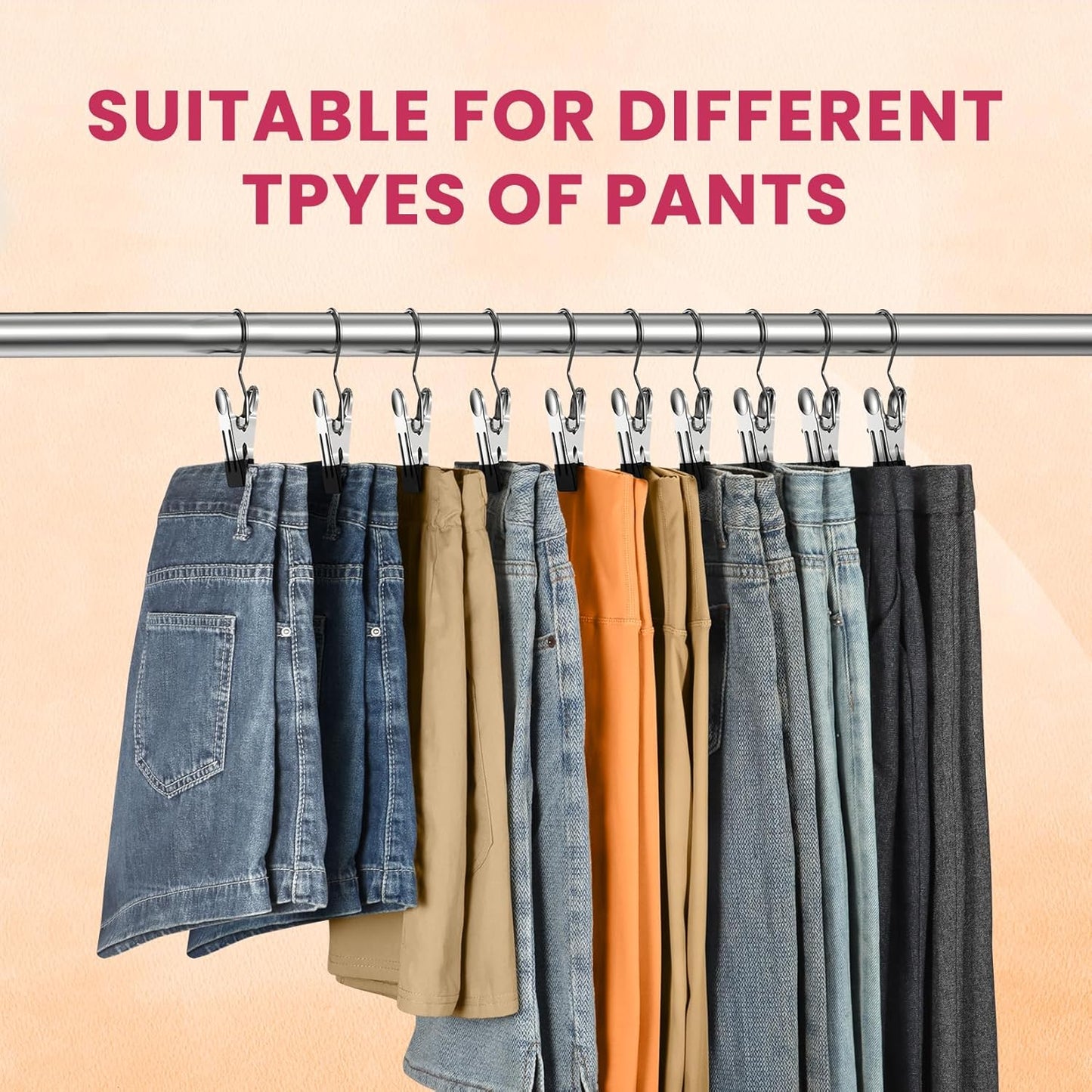 Skiennix 30 Pack Pants Hangers - Space-Saving Clip Organizers for Leggings, Jeans, and Skirts