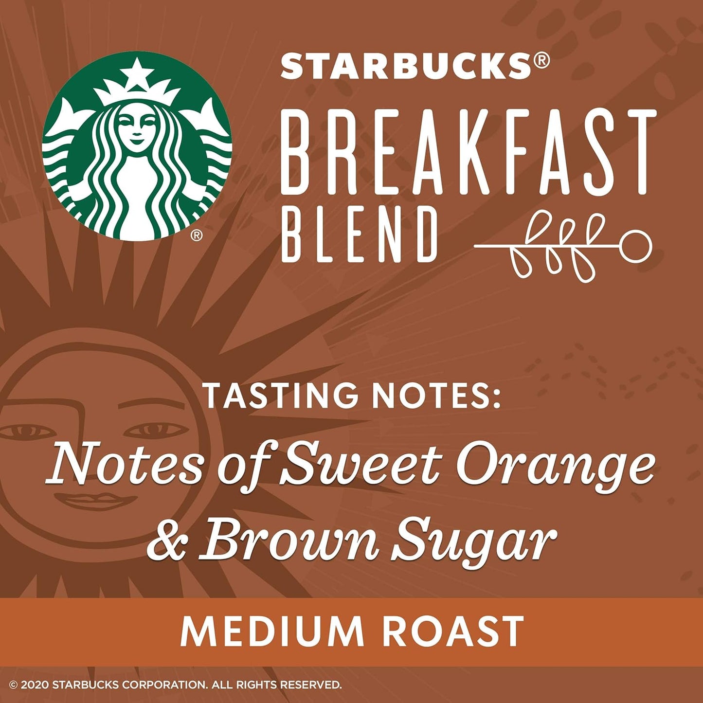 Starbucks Medium Roast Ground Coffee - Breakfast Blend - 100% Arabica - 6 Bags (20 Oz. Each)