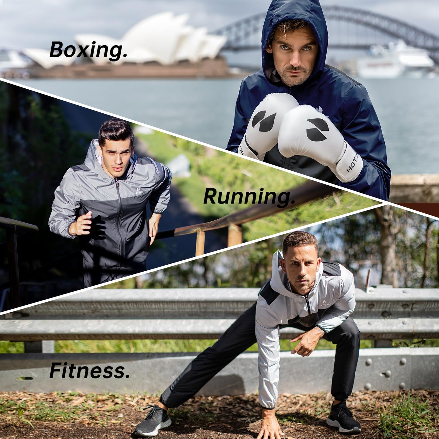 HOTSUIT Sauna Suit for Men Sweat Suits Gym Workout Exercise Sauna Jacket Zip, White, XL