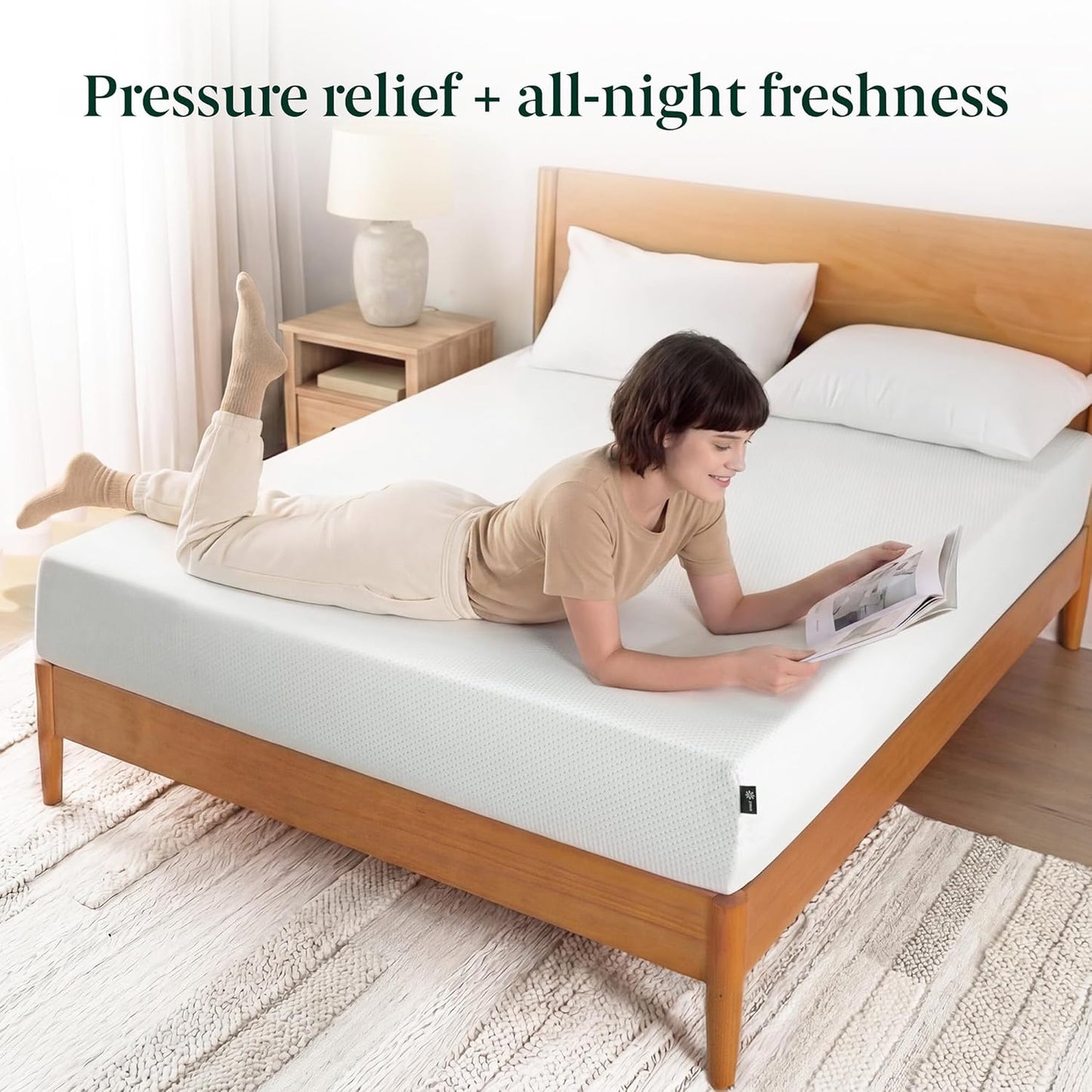 Zinus 10 Inch King Green Tea Memory Foam Mattress - Medium Firm Feel, Zoned Pressure Relief, Safe & Fiberglass Free