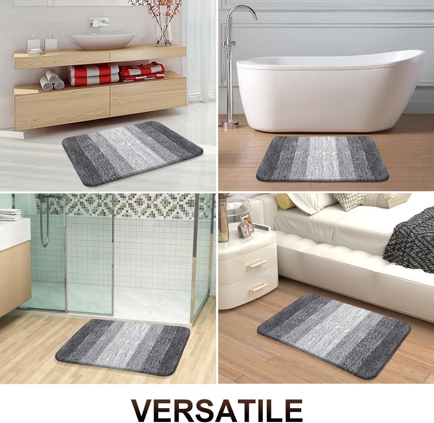OLANLY Large Bathroom Rug Mat - Extra Soft Microfiber, Quick Dry & Machine Washable | 40x24, Grey