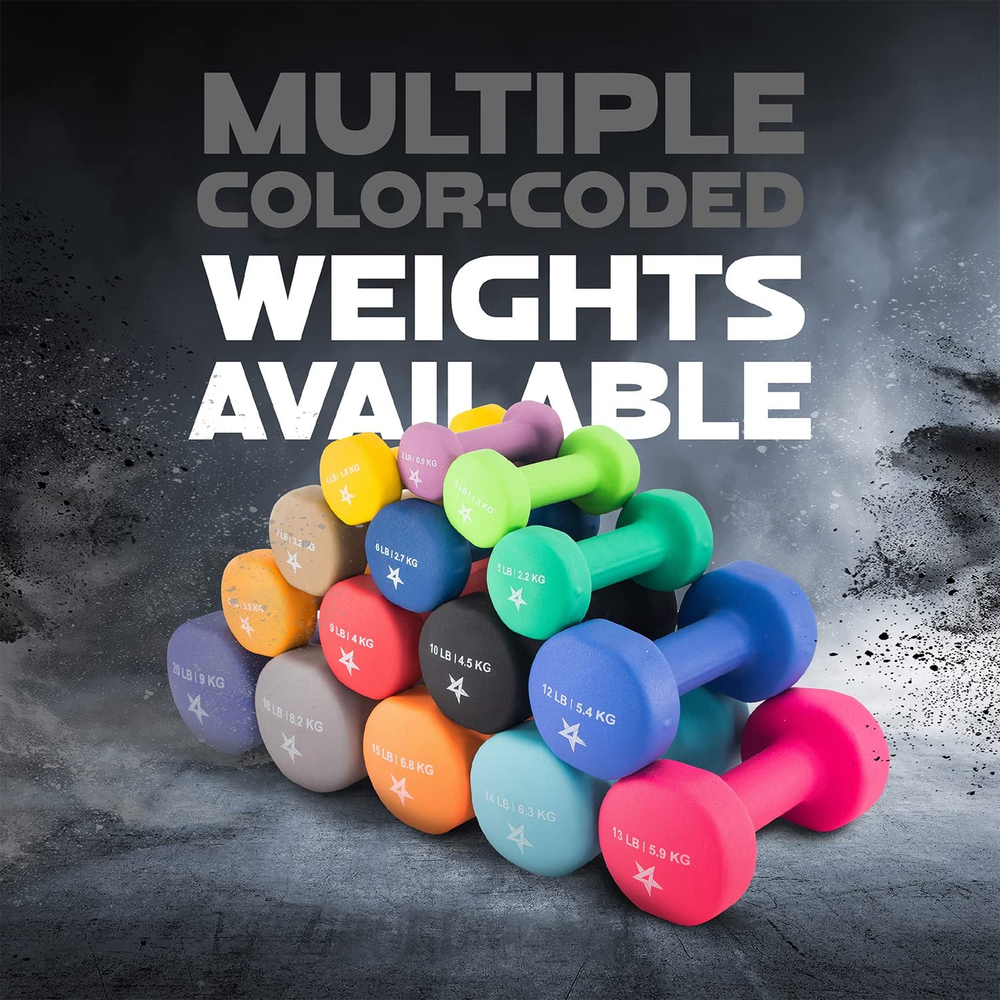 Yes4All Neoprene Coated Dumbbell Hand Weight Sets of 2 - Multiple Weight Options with 15 Colors, Anti-roll, Anti-Slip, Hexagon Shape, Black, 10 lb Pair