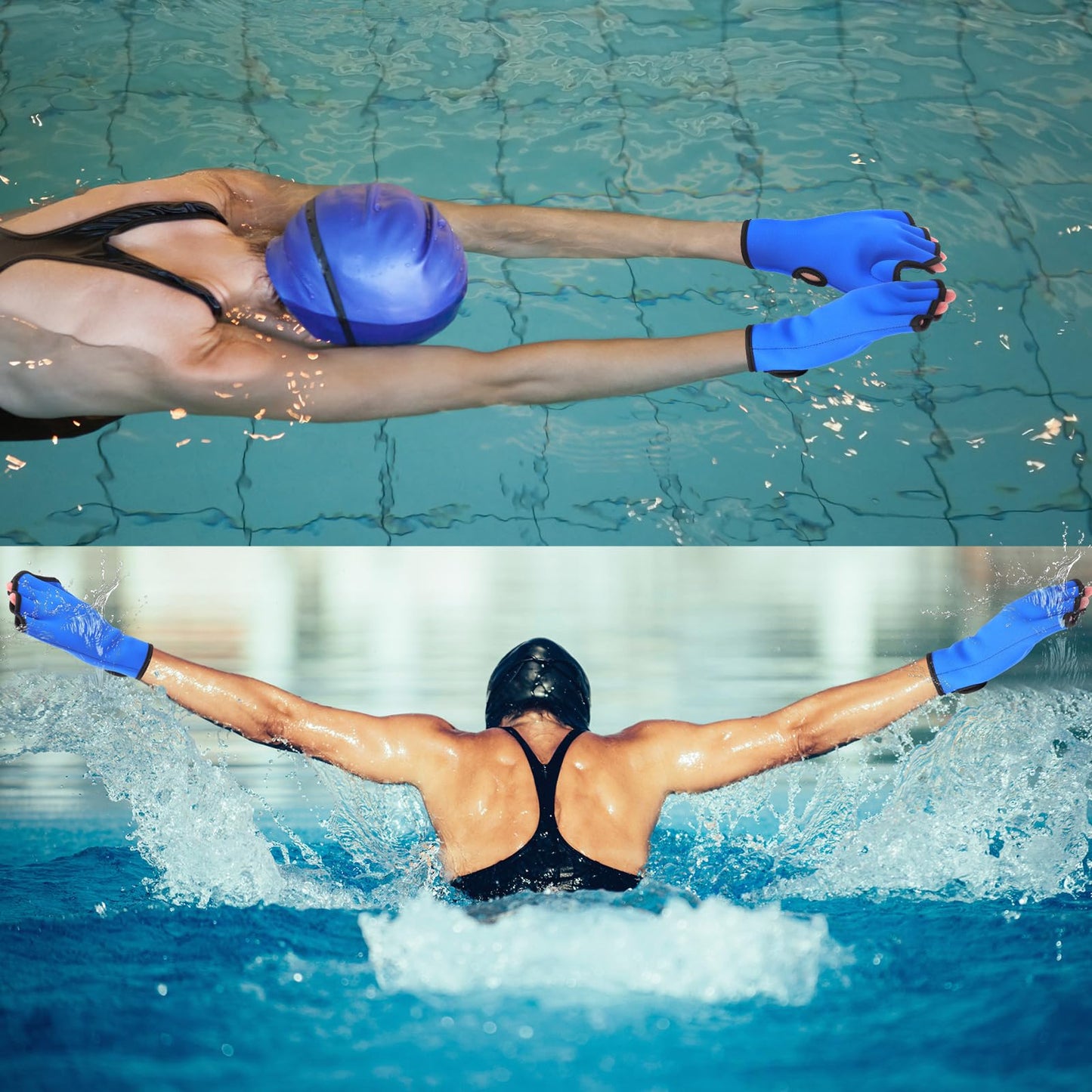 Seenelling Water Aerobics Set for Aquatic Exercise 1 Pair Neoprene Swimming Glove 2 Pcs Foam Aquatic Dumbbells Water Weights Equipment Pool Resistance Fitness Equipment for Training Workouts(Blue)