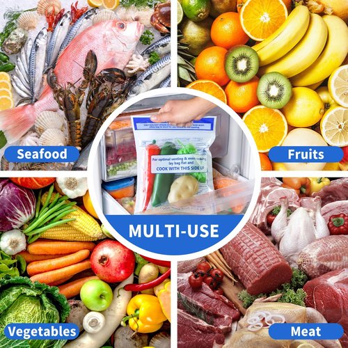 48 Pcs Microwave Steam Bags for Cooking 24 Medium and 24 Large Sizes Reusable Zipper Steamer Bags Microwave Steaming Bag for Vegetables Potatoes Meat Frozen Food (48)