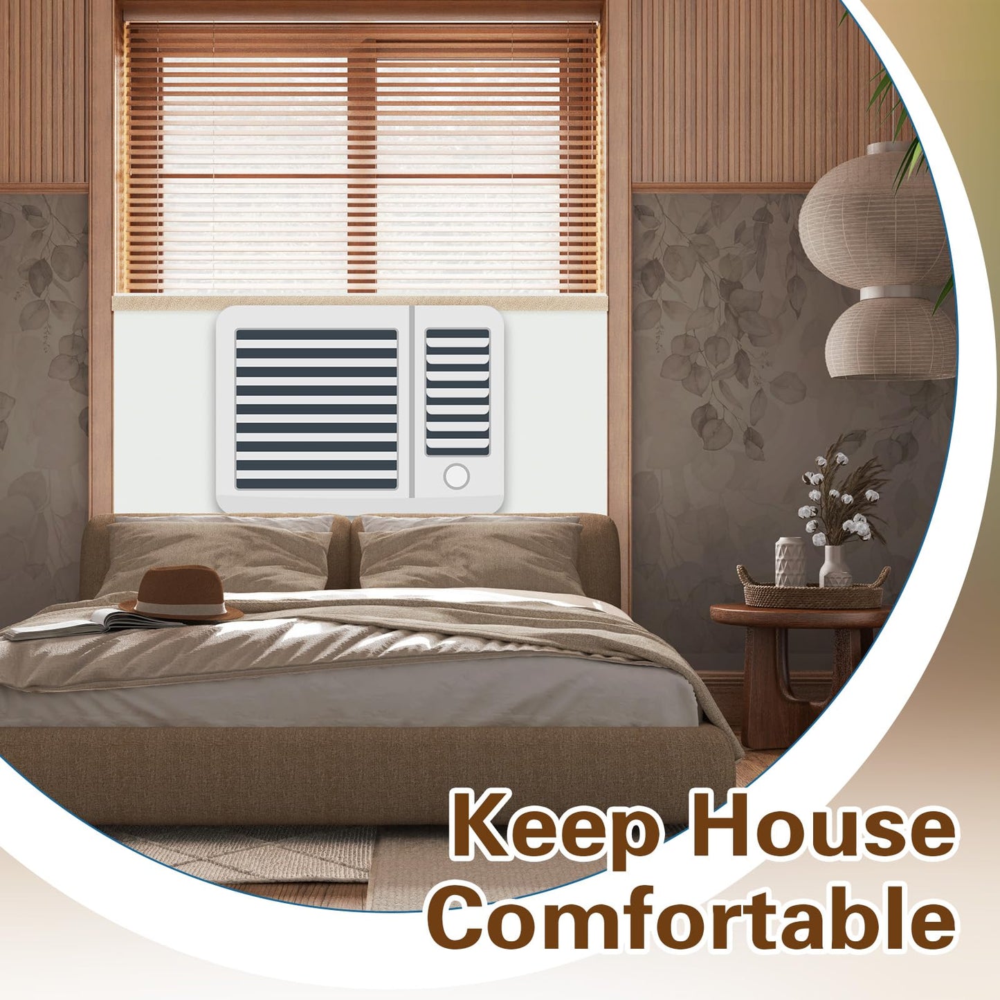 Pangda 4 Pcs 17 x 9 x 7/8 Inch Window Air Conditioner Insulated Foam Panels Insulation Winter Ac Side Surround Panels Kit with Top Seal Strip for Summer and Winter Indoor (Beige)
