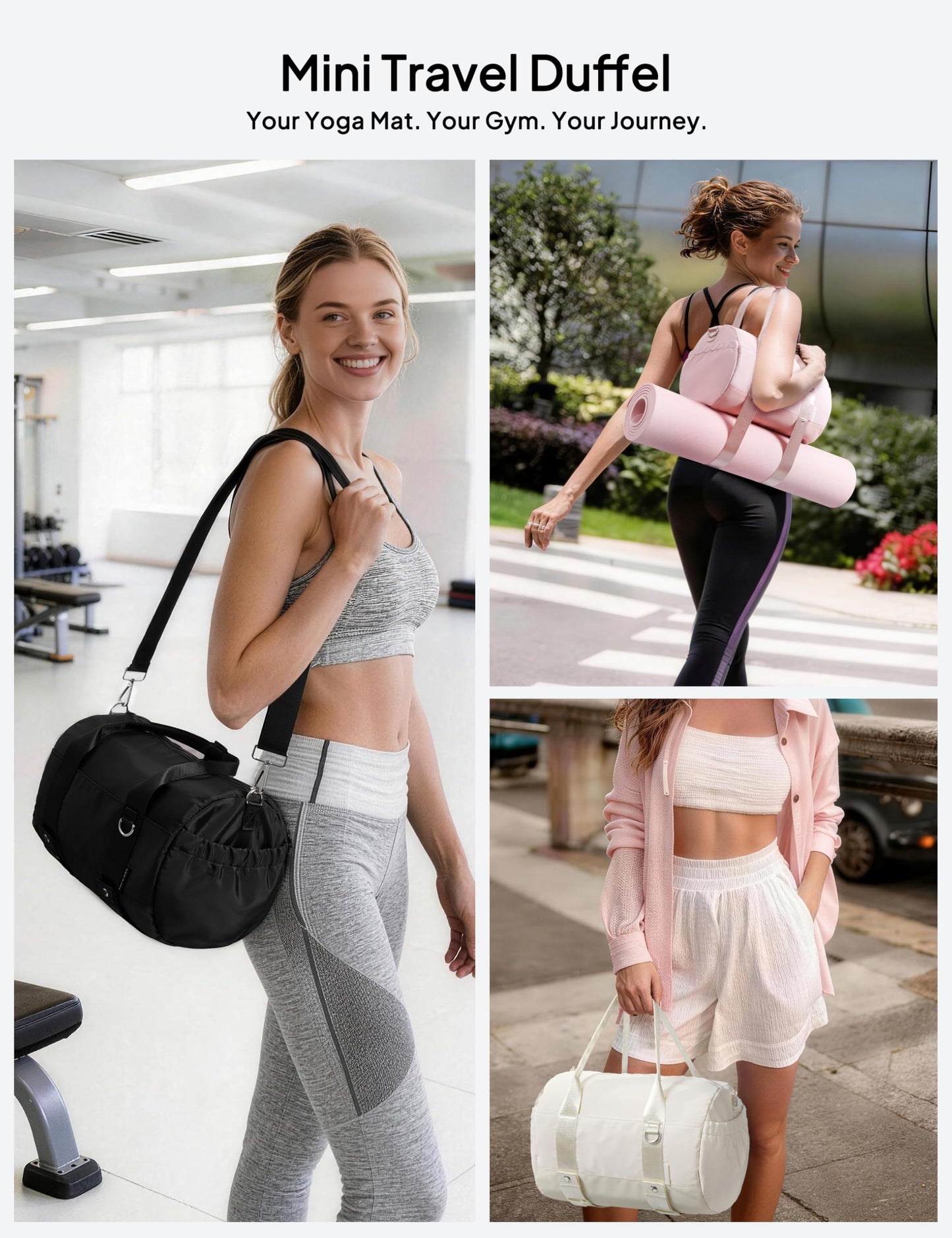 TOPEAST Small Gym Bag for Women, Mini Sports Yoga Bag with Yoga Mat Holder, Small Pink Gym Bag Overnight Weekender Duffle Handbag for Travel Dance Workout