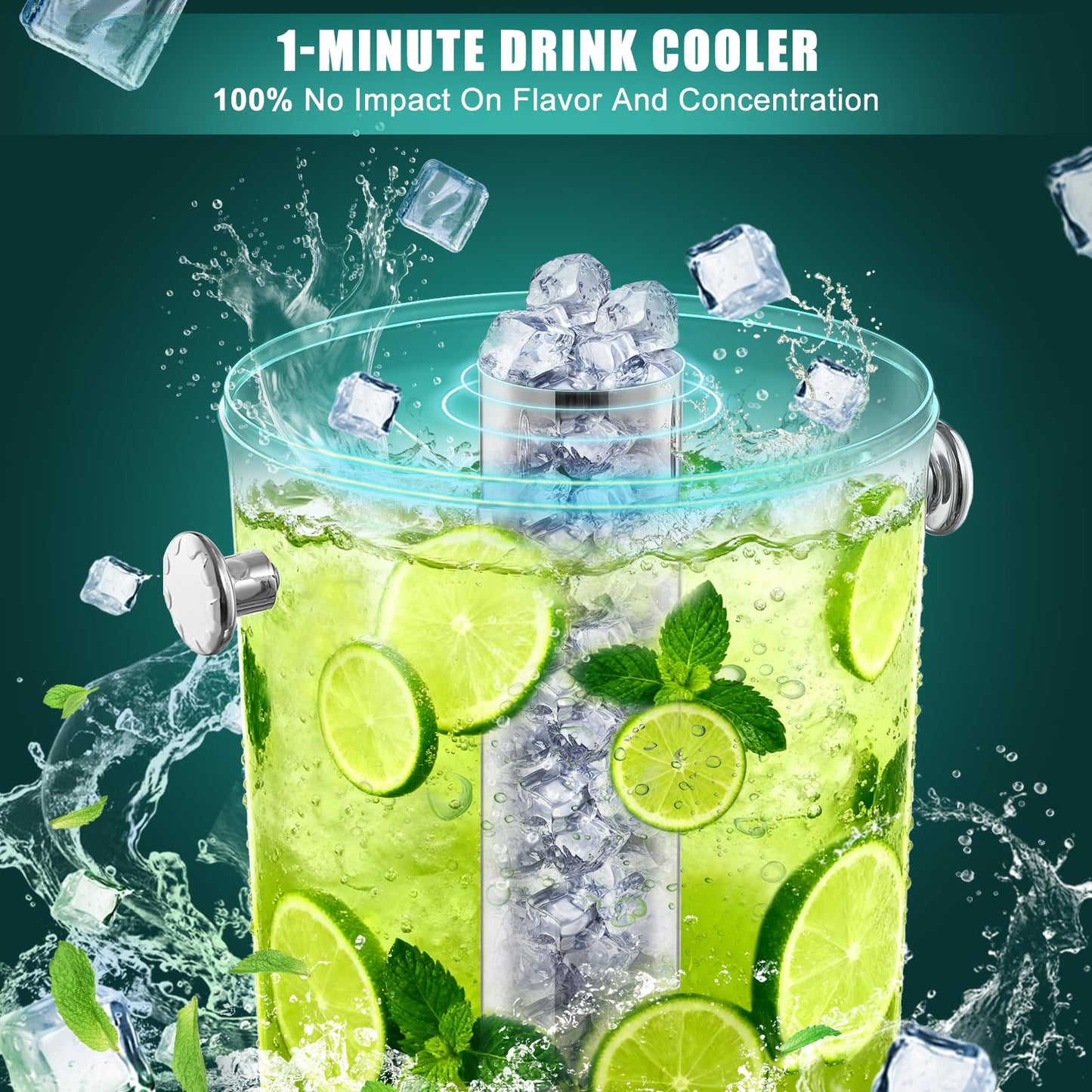 2 Gallon Drink Dispensers for Parties, Easy-to-Clean Drip Tray Design, Hot & Cold Dual-Use Stainless Steel Beverage Dispenser with Stand, Juice Dispenser with Ice Core, Spigot
