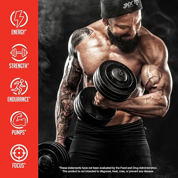 JNX SPORTS The Curse! Pre Workout Powder for Men & Women, Caffeine, Beta-Alanine, Creatine, L-Citrulline, 30 Servings, Blue Raspberry Flavor ??Boost Energy, Strength & Focus
