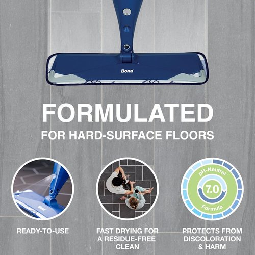 Bona Multi-Surface Floor Cleaner Refill - 128 Fl Oz - Lemon Mint | Residue-Free Solution for Stone, Tile, Laminate & Vinyl Floors