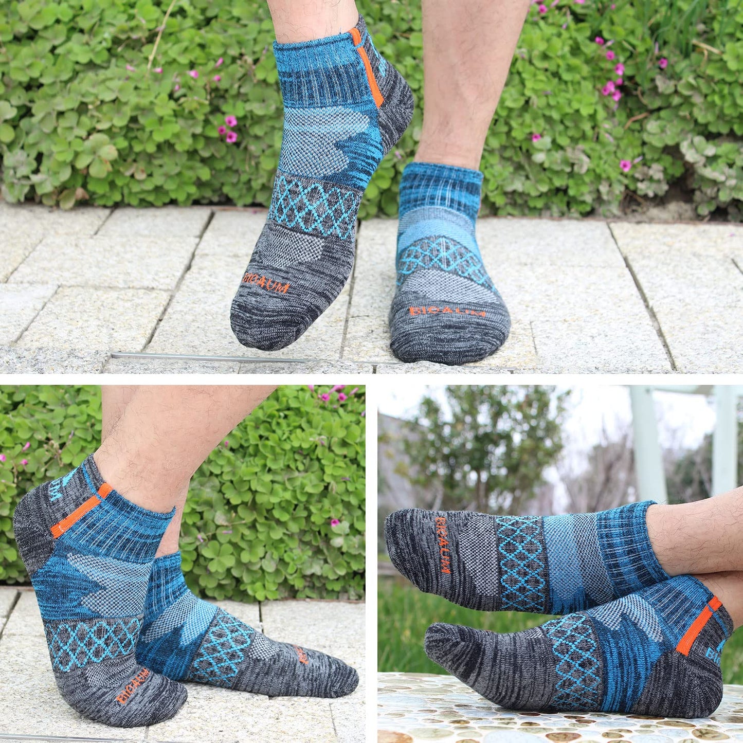 BIOAUM Men's Athletic Socks Size 10-13 - 6 Pairs Cotton Quarter Socks for Running, Workout, Work