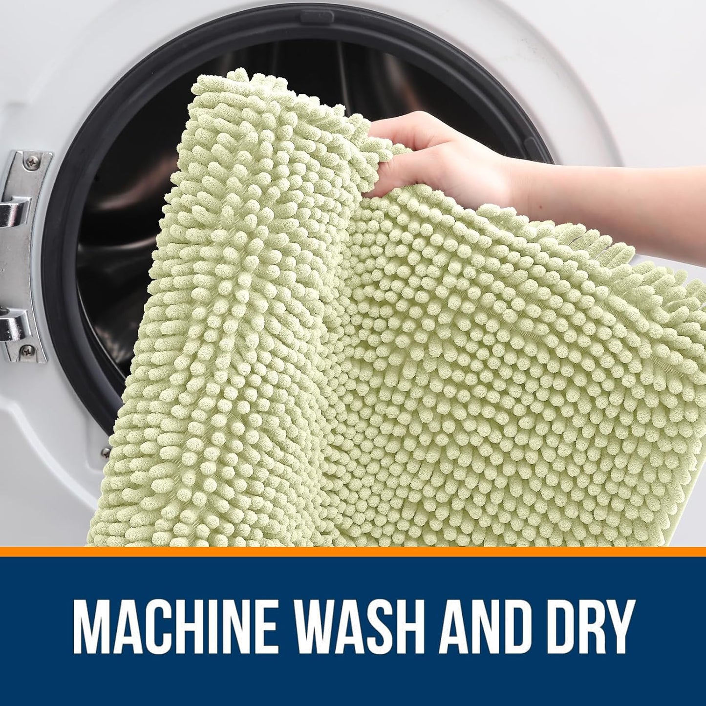 OLANLY Small Bathroom Rugs - Extra Soft Chenille Bath Mats | Quick Dry, Machine Washable, 24x16, Vanilla