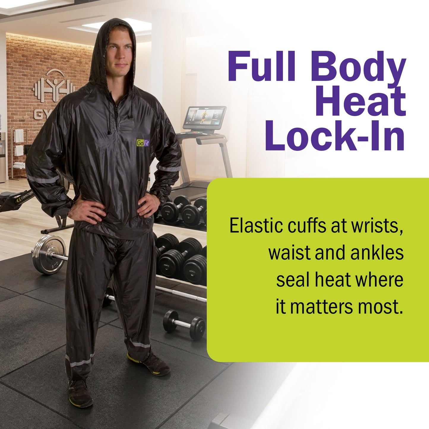 GoFit Unisex Thermal Sweat Suit - Hooded Suit For Training, Weight Loss, and Exercise