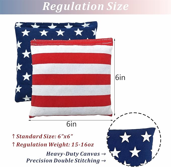 Cornhole Bags Set of 8 Regulation Professional Corn Hole Bean Bags Weather Resistant for Tossing Adults Yard Game