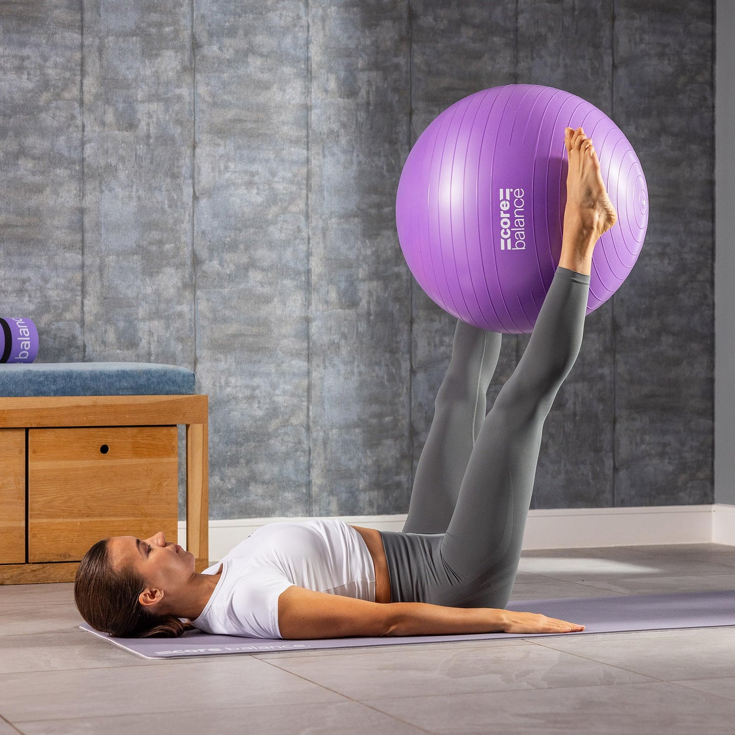 Core Balance Exercise Ball for Workouts, Anti-Burst and Slip Resistant, Swiss Yoga Ball for Pregnancy, Stability, Fitness and Physical Therapy, 4 Sizes, with Pump (33" / 85cm Purple)