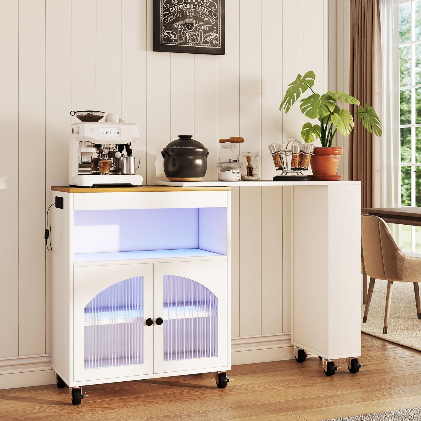 AraSyleon 41'' Kitchen Island with Storage - Versatile Storage Cart & Rolling Island Table on Wheels for Dining Room, Kitchen Use (White)