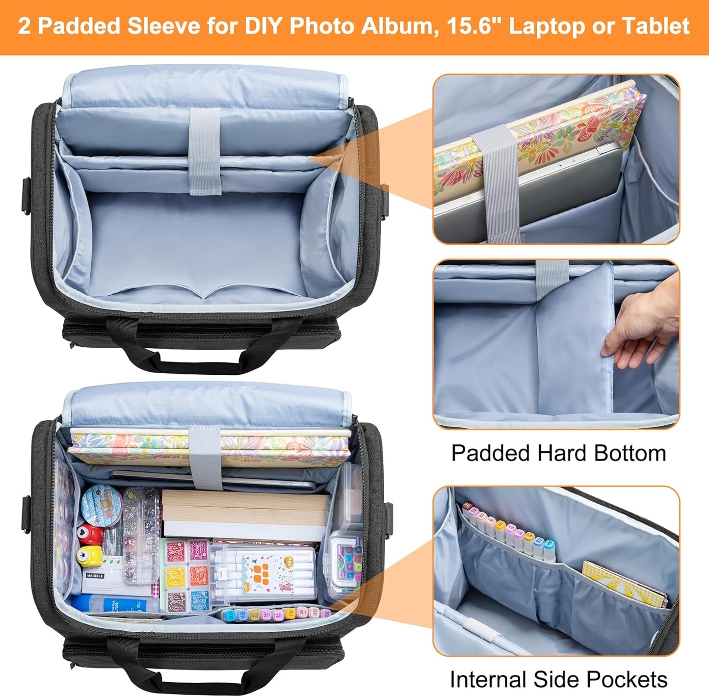 Trunab Rolling Craft Tote - Organize Scrapbooks & Supplies with Wheels | Fits 12x12 Inch Albums