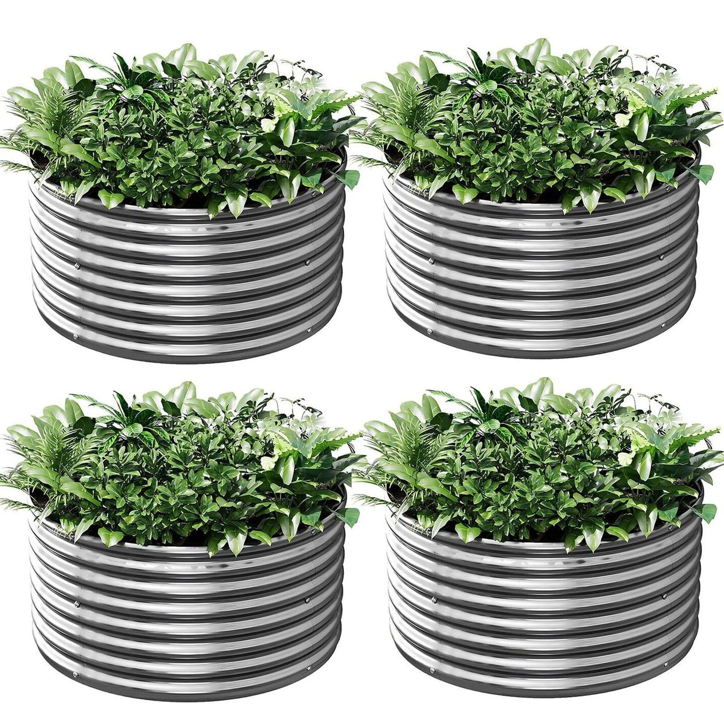 Mostmahes 4 Pack Tall 2x2x2ft Round Galvanized Raised Garden Bed Outdoor, Metal Garden Bed for Vegetables, Above Ground Garden Box for Flower, Steel Raised Beds for Gardening