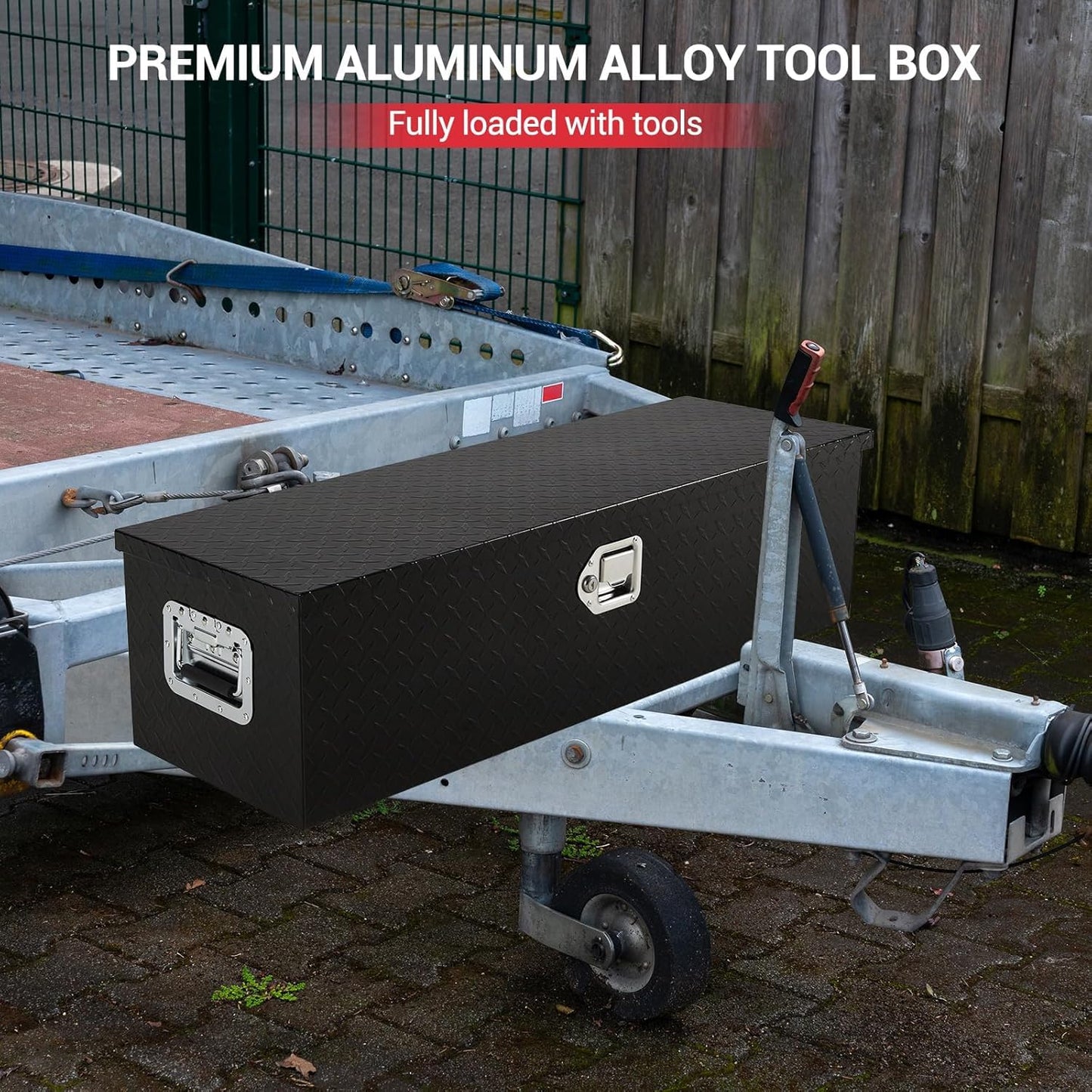 EliteEdge Heavy Duty Aluminum Truck Bed Tool Box, Diamond Plate Tool Box with Side Handle and Lock Keys, Storage Box Chest Box Organizer for Pickup, Truck Bed, RV, Trailer, 39"x13"x10"