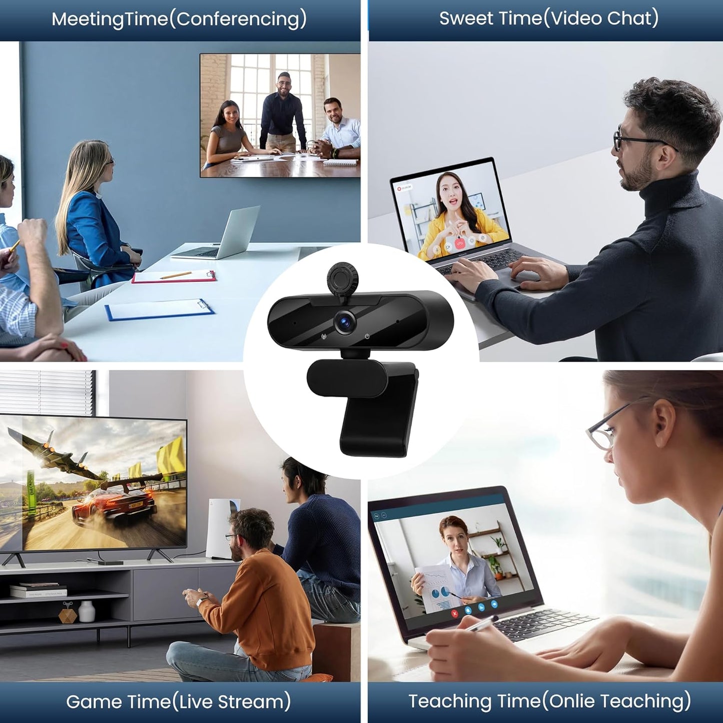 MTORED 1080P Conferencing-2(Grey) USB HD Video Webcam and Wide Angle Camera with Built-in Microphone and Rotatable