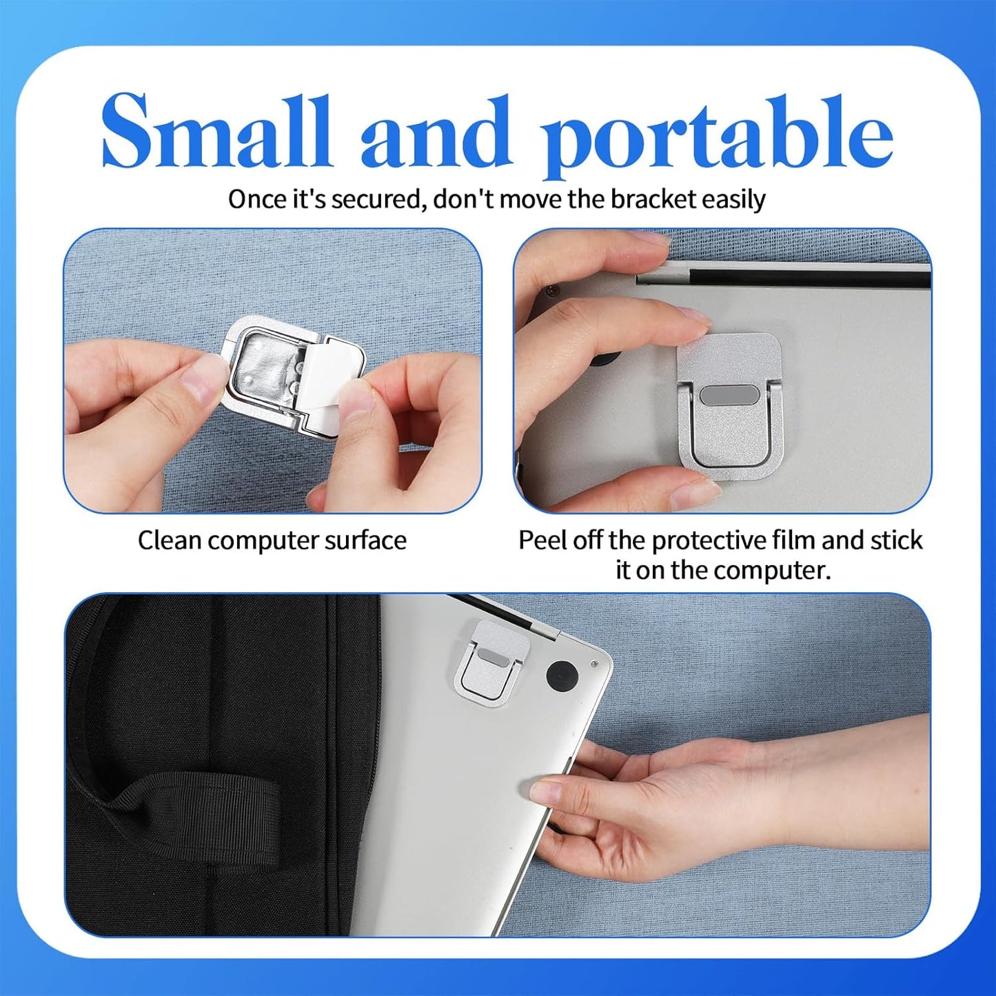 Xosjska 2 PCS Invisible Computer Keyboard Stand, Portable Keyboard Riser, Zinc Alloy Self-Adhesive Mini Laptop Stand