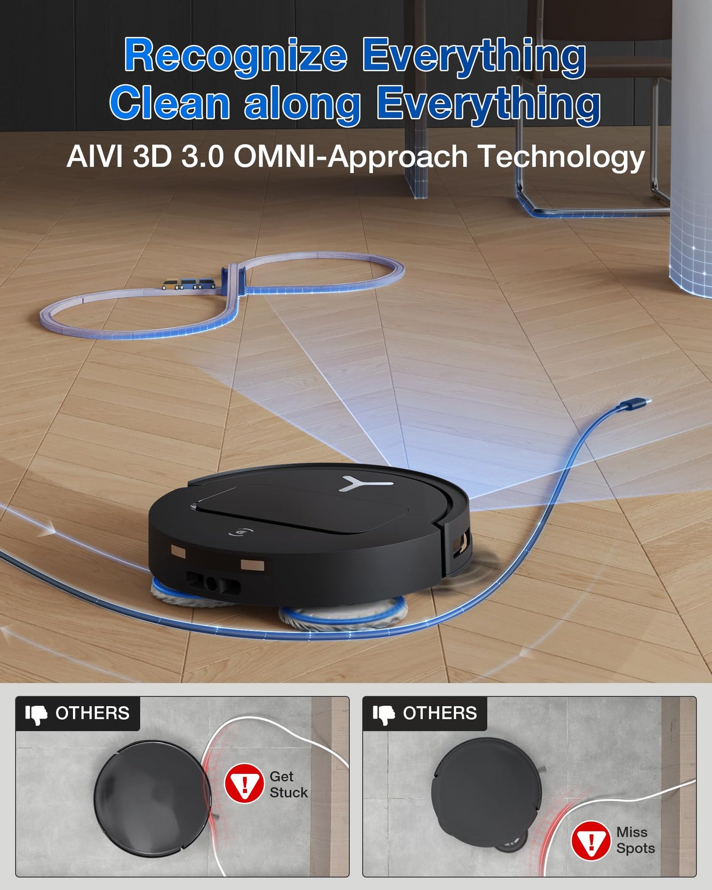 ECOVACS DEEBOT T50 Omni Robot Vacuum & Mop, 15,000Pa Suction, 3.19" Ultra-Slim, ZeroTangle 2.0, TruEdge Cleaning, AIVI 3D Navigation, Self-Emptying & Auto Mop Wash/Dry