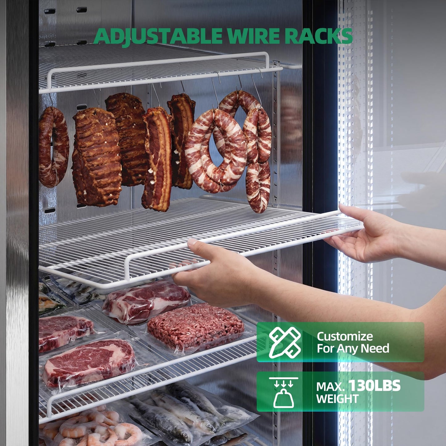 Coolski Commercial Display Freezer with Single Glass Door, 21.8 Cu.ft. Upright Merchandiser Freezer for Ice Cream and Frozen Food, Adjustable Shelves, Auto Defrost, LED Lighting, ETL DOE Certified