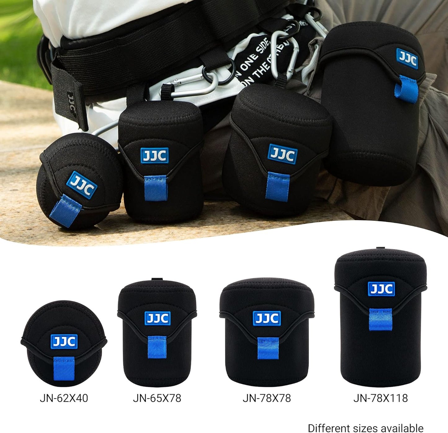 2.6 3.1(D 50mm f/1.8, 55mm f/1.8, 56mm f/1.4 JJC Water Resistant Neoprene Camera Lens Pouch Case, Fold-Over Lens Bag