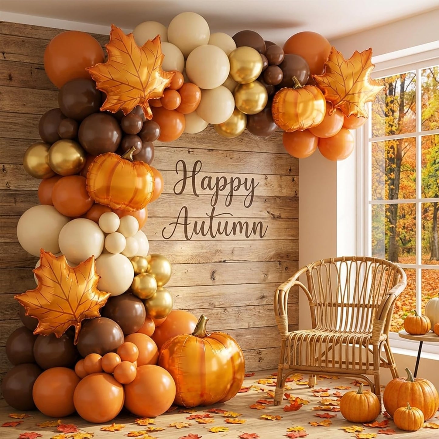RUBFAC Burnt Orange Balloons - 129-Piece Latex Garland Kit | Various Sizes for Fall Celebrations