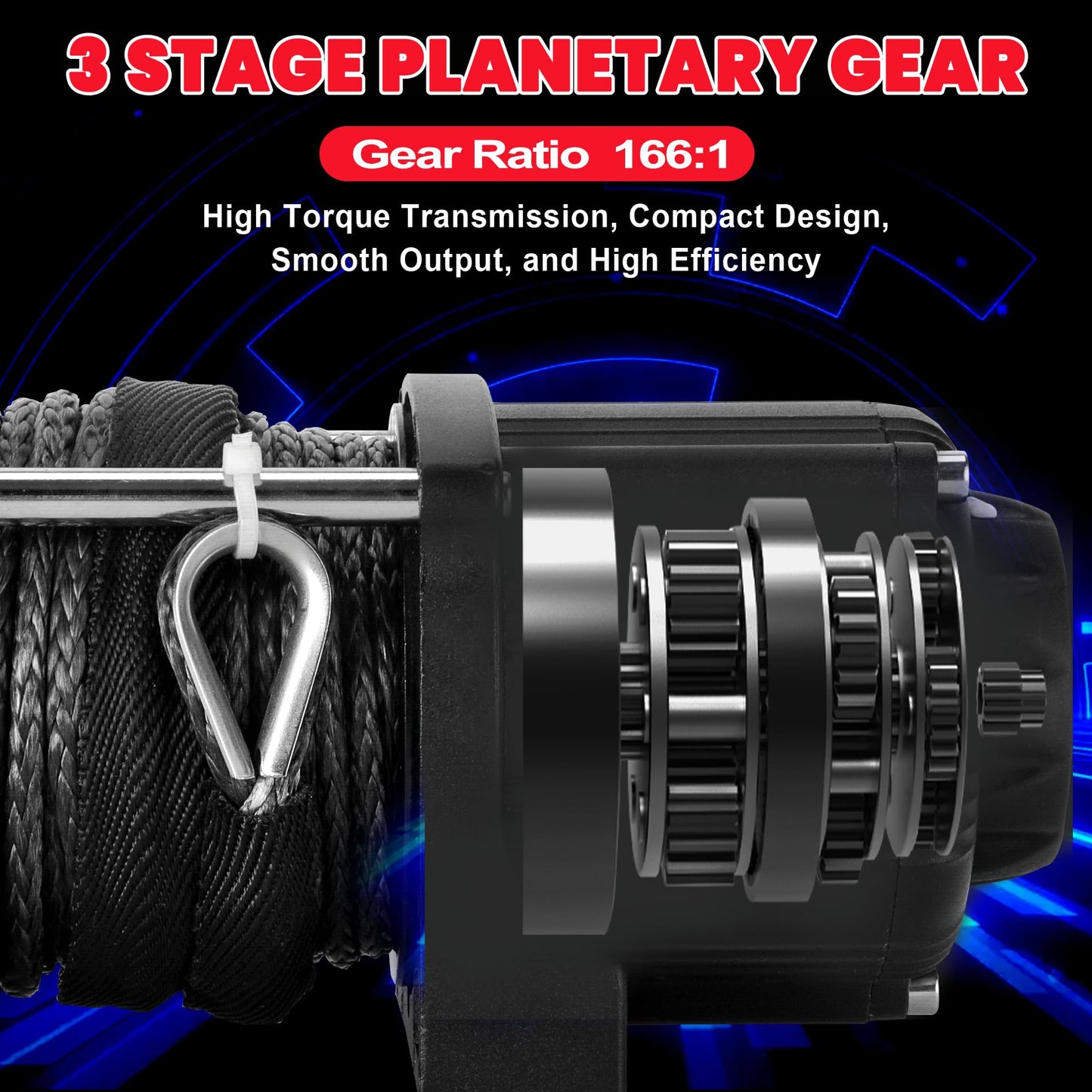 OPENROAD 4500 lb ATV/UTV Winch,12V Towing Off-Road Electric UTV Winch with 1/4"×50' Synthetic Rope,Wireless Remote and Rubber Stopper (4500lb with Synthetic Rope)