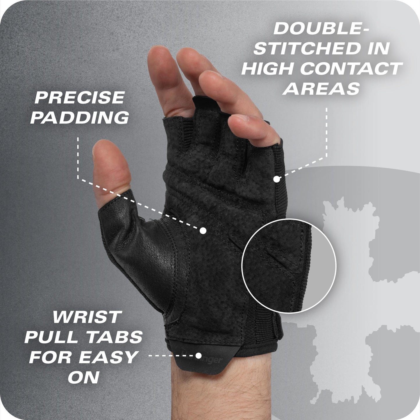 Power Gloves 3.0 - Durable Half Finger Weightlifting Gloves with Adjustable Wrist Closure, Breathable Leather Palm, Men's, Green, Large