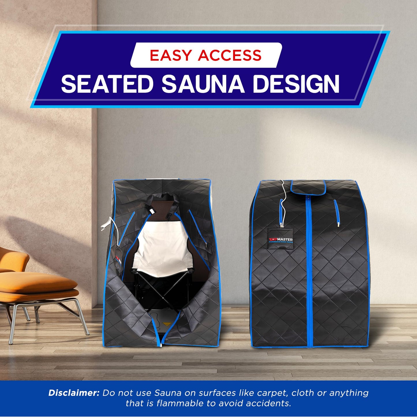 TopMaster Foldable Infrared Sauna, Portable Sauna for Home, Sauna Tent Sauna Box Portable, Indoor Portable Sauna with Foldable Chair, Wired Controller - Sauna Box for Home 1050W Power, Max 140°F Black