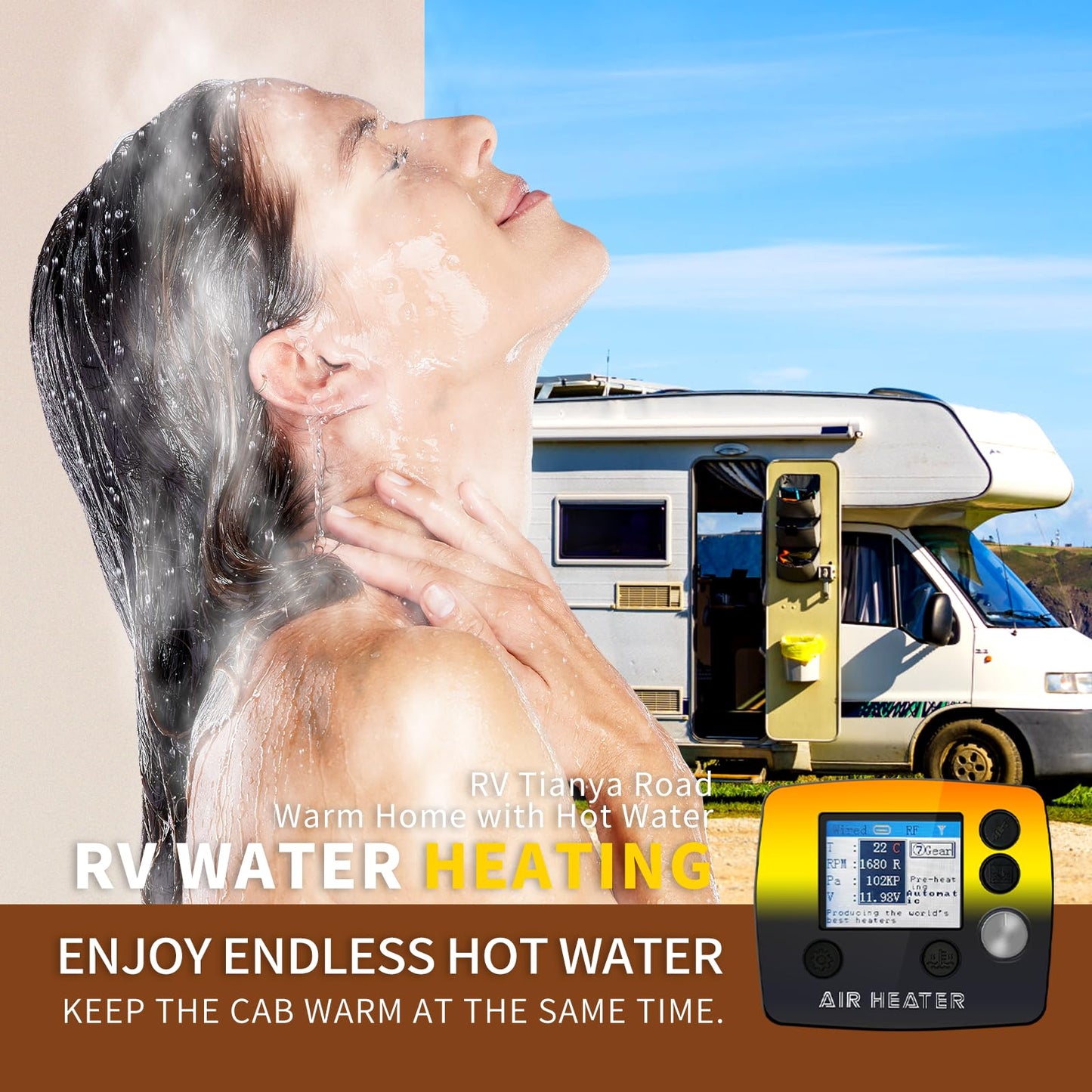 8kW Diesel Heater 12V，All-in-One Water - Air Heater with LCD Display,Automatic Water Temperature Control,for RV Water Tank Heating,Diesel Parking Heater for RVs, Trucks, Ships