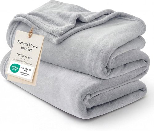 Bedsure GentleSoft Fleece Blanket - Lightweight Plush Cozy King Size in Light Grey, 102x96 Inches