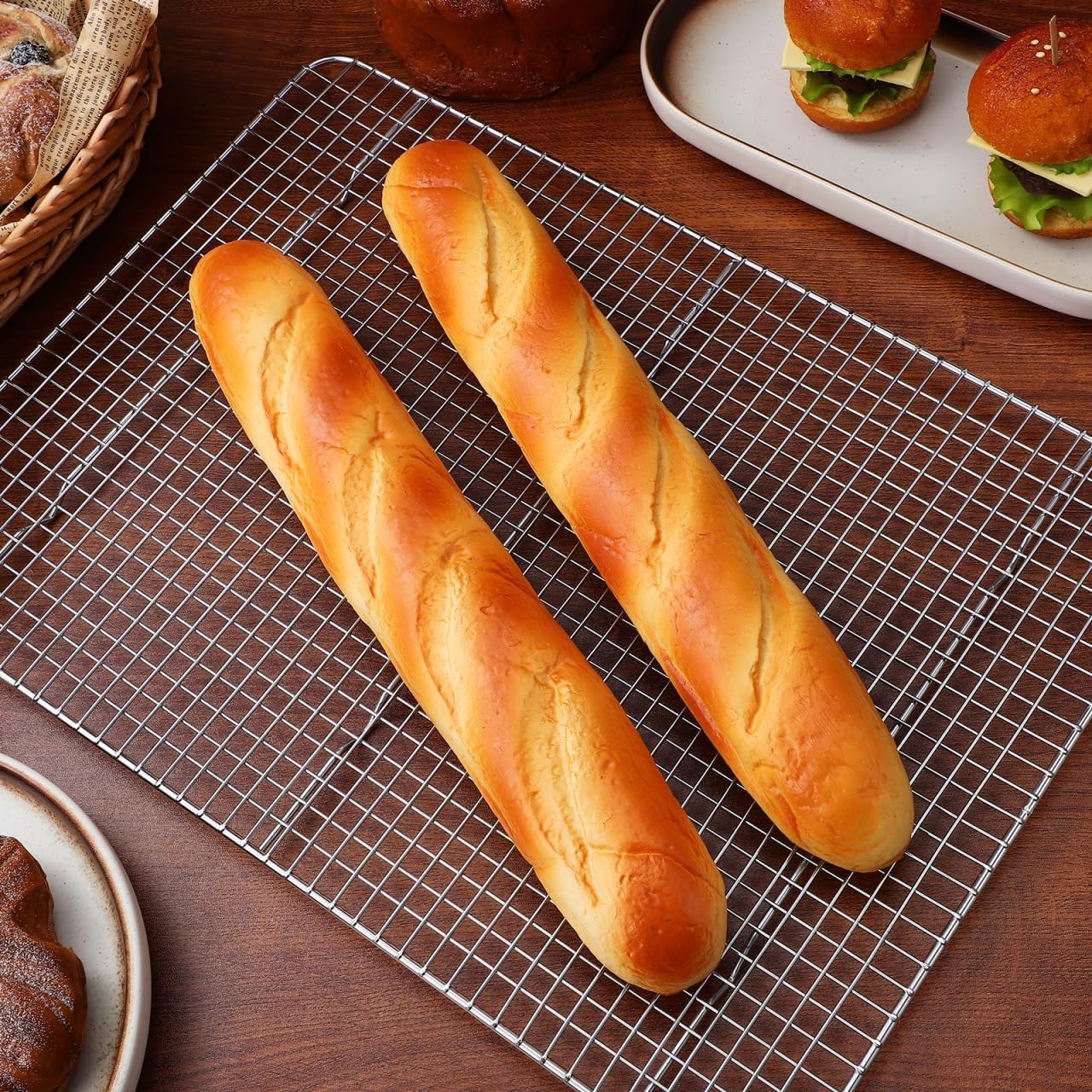 2 13.58 Inch balacoo Pcs Artificial French Long Bread Pu Faux Bread Loaf Realistic Food Props for Photography Kitchen