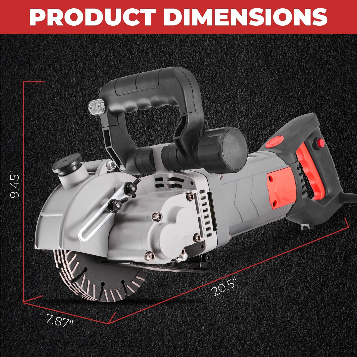 XtremepowerUS Wall Chaser Cutting Machine Wall Concrete Grooving Cutting w/Water Line Dust Port Infrared Sighting (Slotting Machine)
