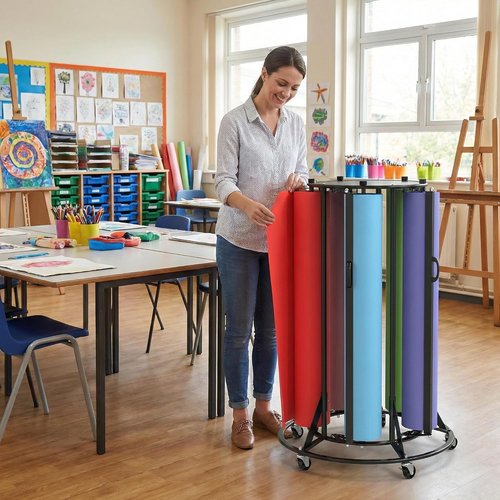 5-Roll Paper Roll Dispenser Rack - Heavy Duty Mobile Steel Holder for 36" Butcher & Craft Rolls