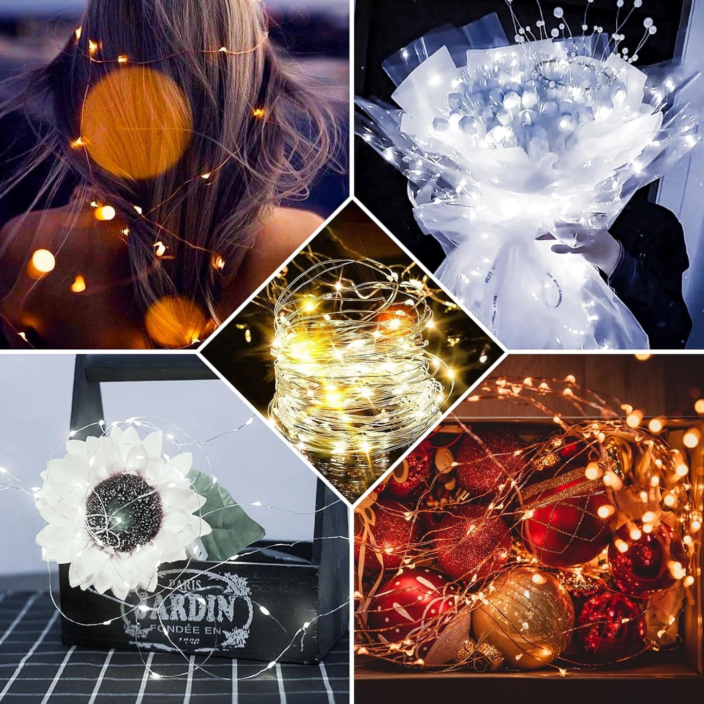 Skiennix 50 Pack Fairy Lights - 7Ft 20 LED Twinkle String Lights | Battery Operated & Waterproof for Weddings, Parties & Decor - Warm White & White