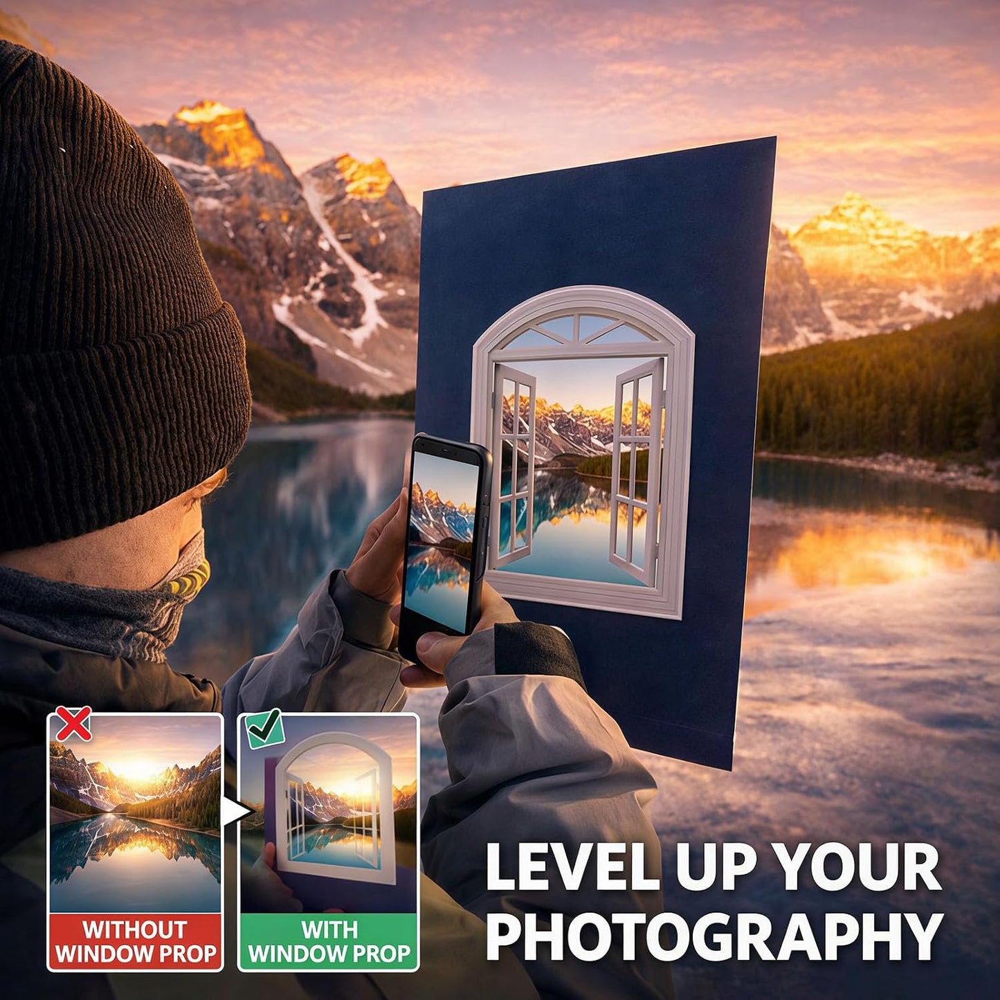 Generic 2026 (1PCS) New Creative Window Props, Portable Creative Window Frame Photography Props, Travel Photos