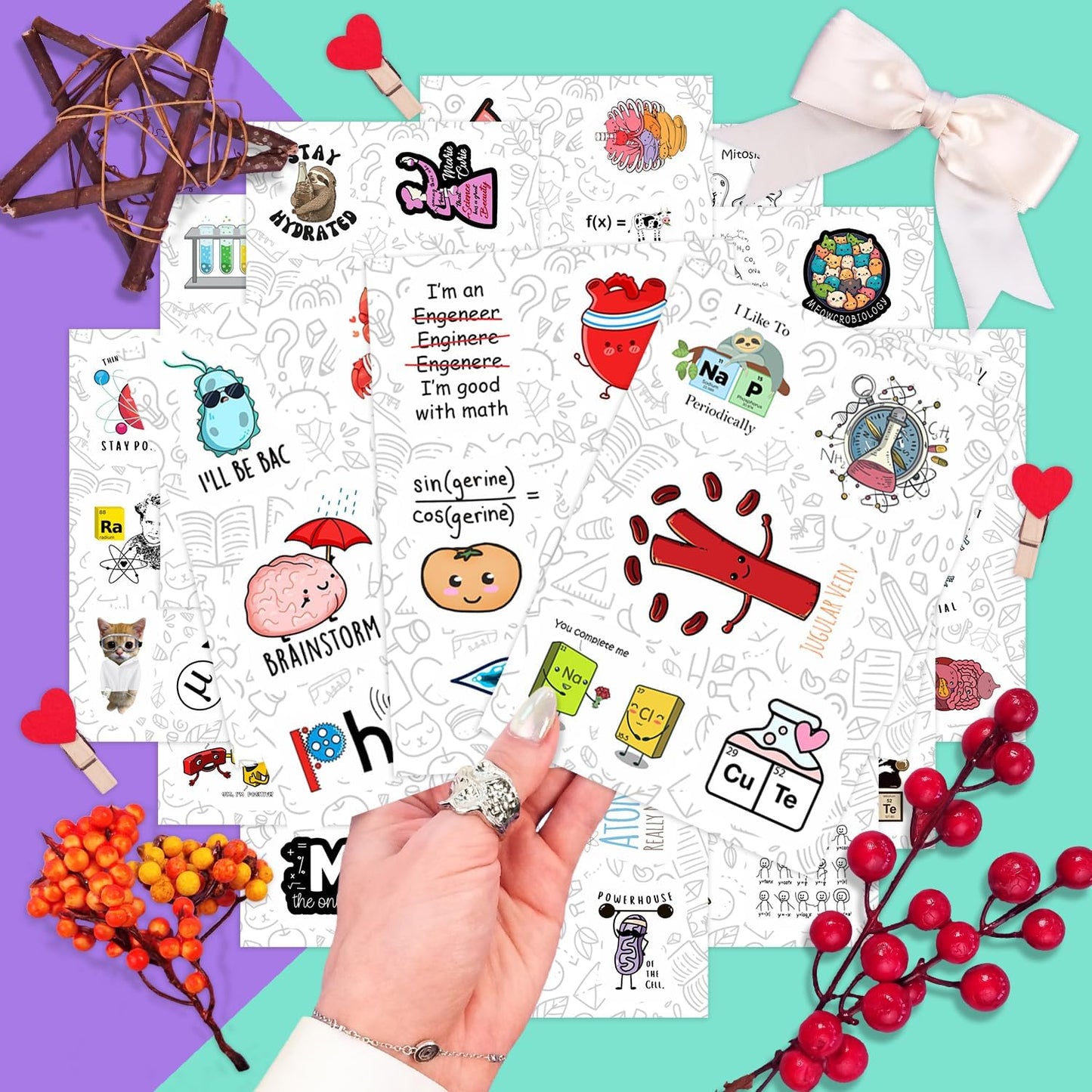 BulbaCraft 100Pcs Science Stickers for Students - Science Class Room Decor, Waterproof Vinyl Decals, Gifts for Women