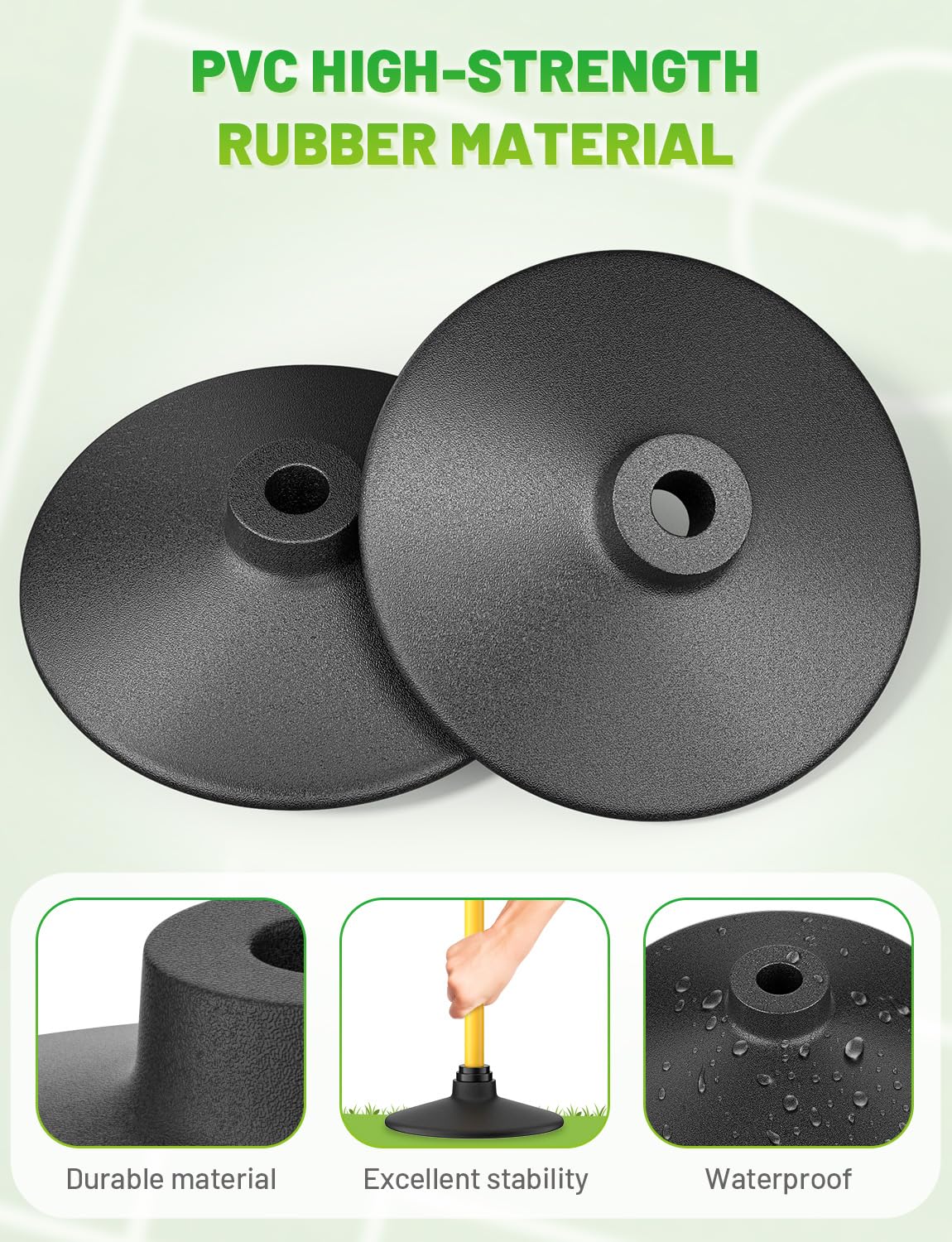 GHB Rubber Base 6 Pack Compatible Agility Poles Sports Soccer Training Extention,Detachable Speed Training Equipment Football Accessories