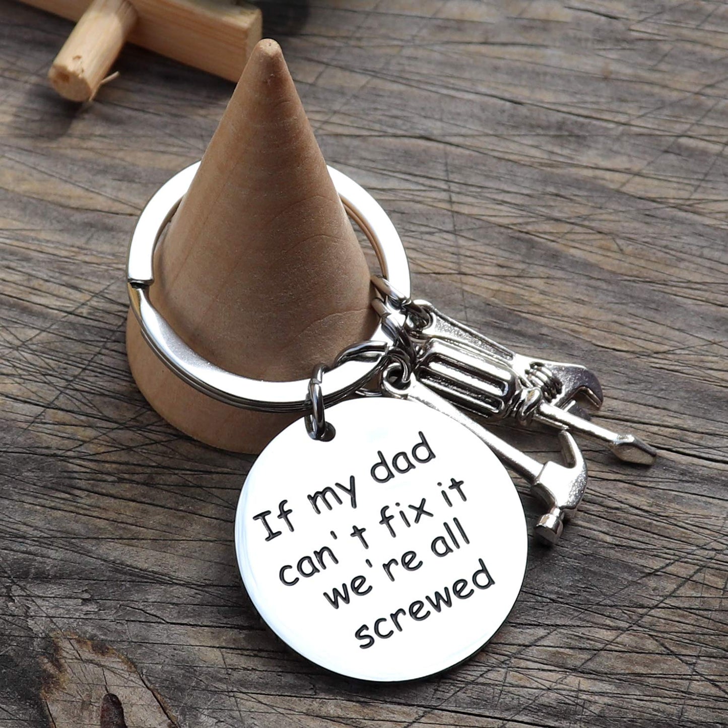 XGAKWD Dad Papa Funny Keychain Gift for Fathers Day, If My Dad Can't Fix It We're All Screwed, Christmas Birthday Key Chain for Father