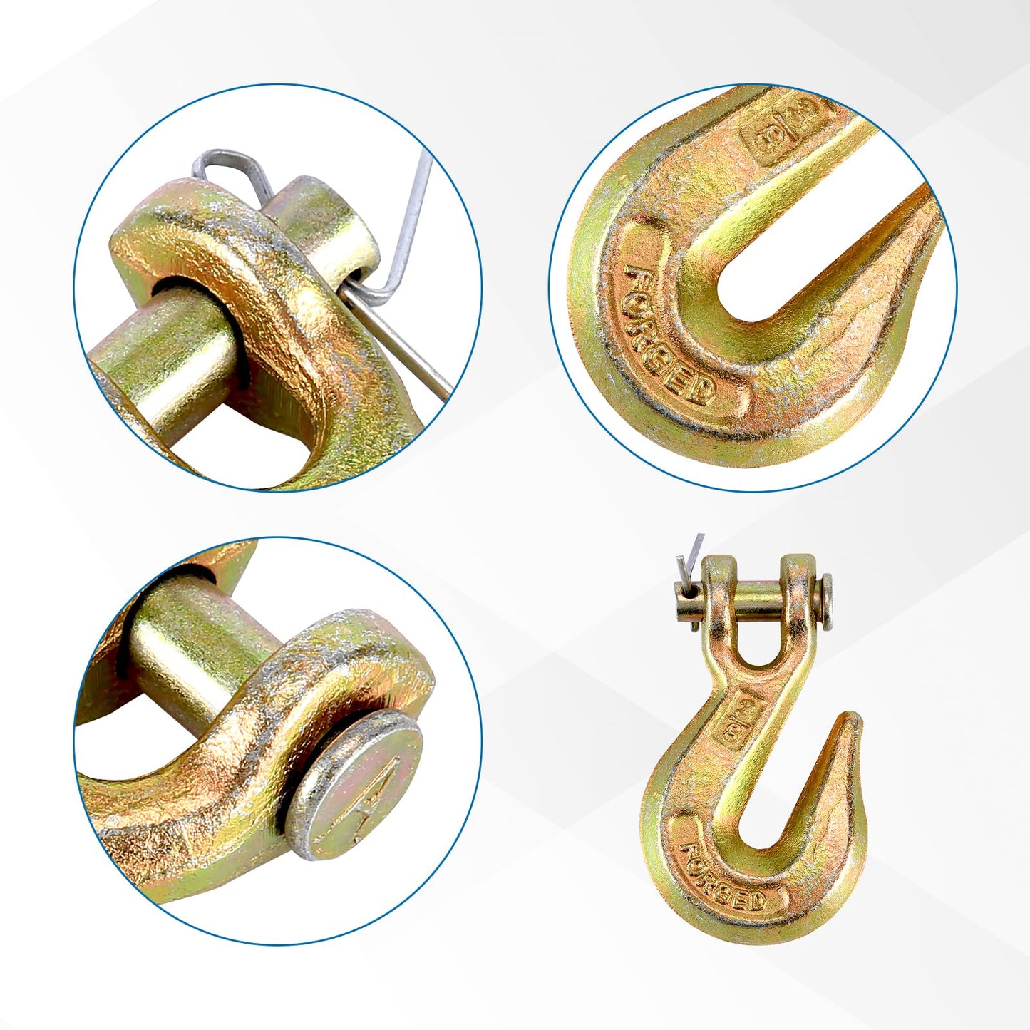 TBAPFS 2Pcs 3/8 Inch Clevis Grab Hooks Grade 70 Chain Hook 7500 Lbs Working Load Limit for Trailer Truck Transport