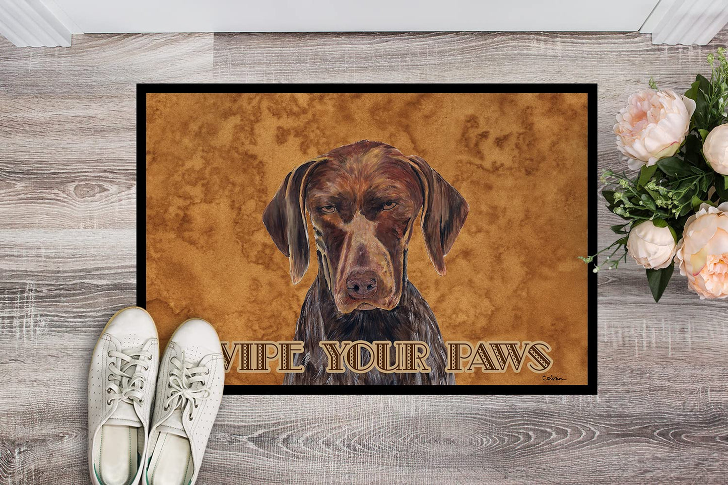Caroline's Treasures SC9117JMAT German Shorthaired Pointer Wipe Your Paws Doormat 24x36 Front Door Mat Indoor Outdoor Rugs for Entryway, Non Slip Washable Low Pile, 24H X 36W
