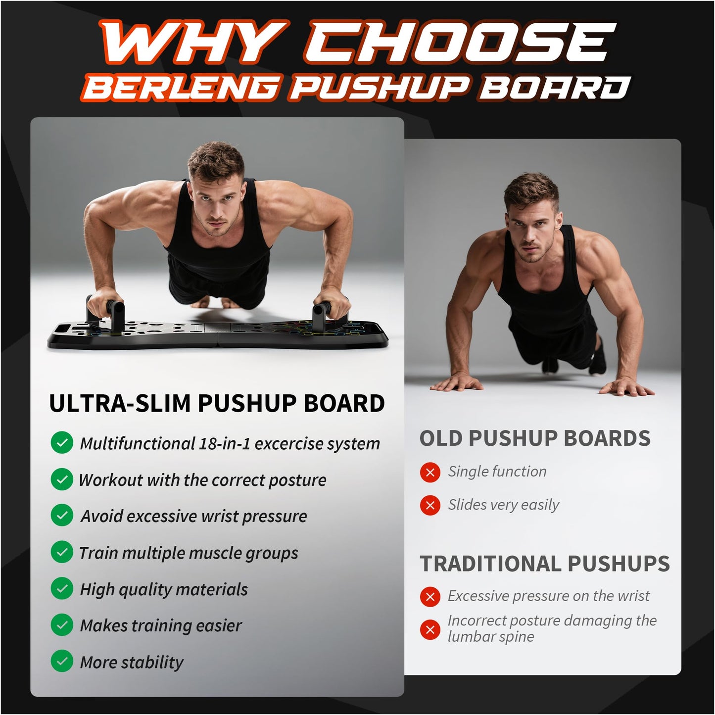 LALAHIGH Solid Push Up Board Fitness, Home Workout Equipment,Portable Foldable 36 in 1 Push Up Bar at Home Gym, Multi-Functional Pushup Handles for Floor. Professional Strength Training Equipment For Man and Women Burn Fat