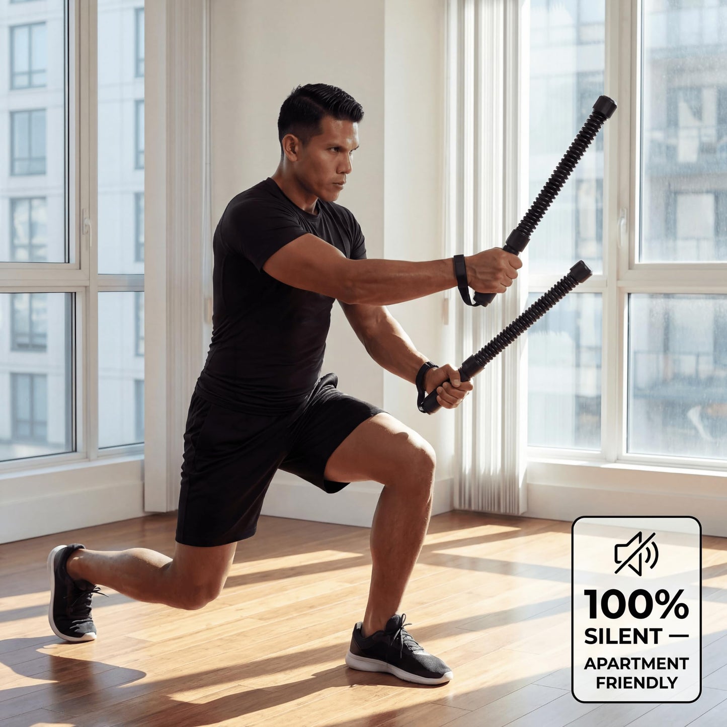 Weighted Ropeless Battle Ropes - Heavy Duty Portable Cordless Workout Equipment for Home Gym with Foam Grips, Exercise Videos | HIIT, Strength, Low-Impact Cardio Training for Men & Women