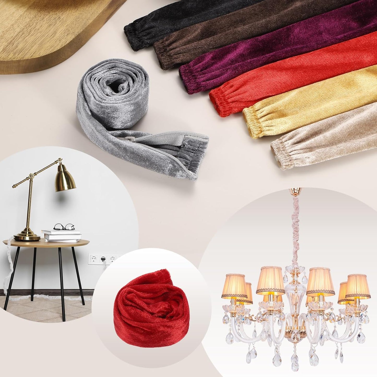 2ft 2 PATIKIL Chandelier Chain Cord Cover, Pcs Velvet Cloth Fabric Chain Sleeve Decorative Cord Covers for Chandelier