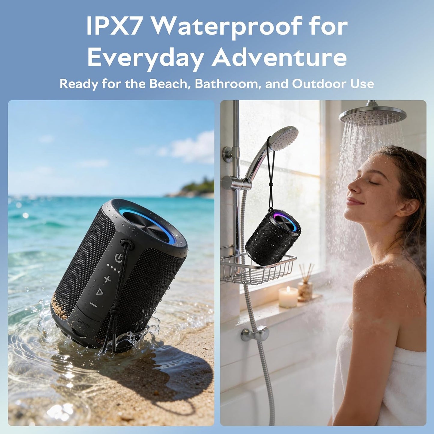 DUDGSIS IPX7 20W 15H Portable Bluetooth Speaker, Waterproof Wireless Speaker with Loud Stereo Sound, Playtime