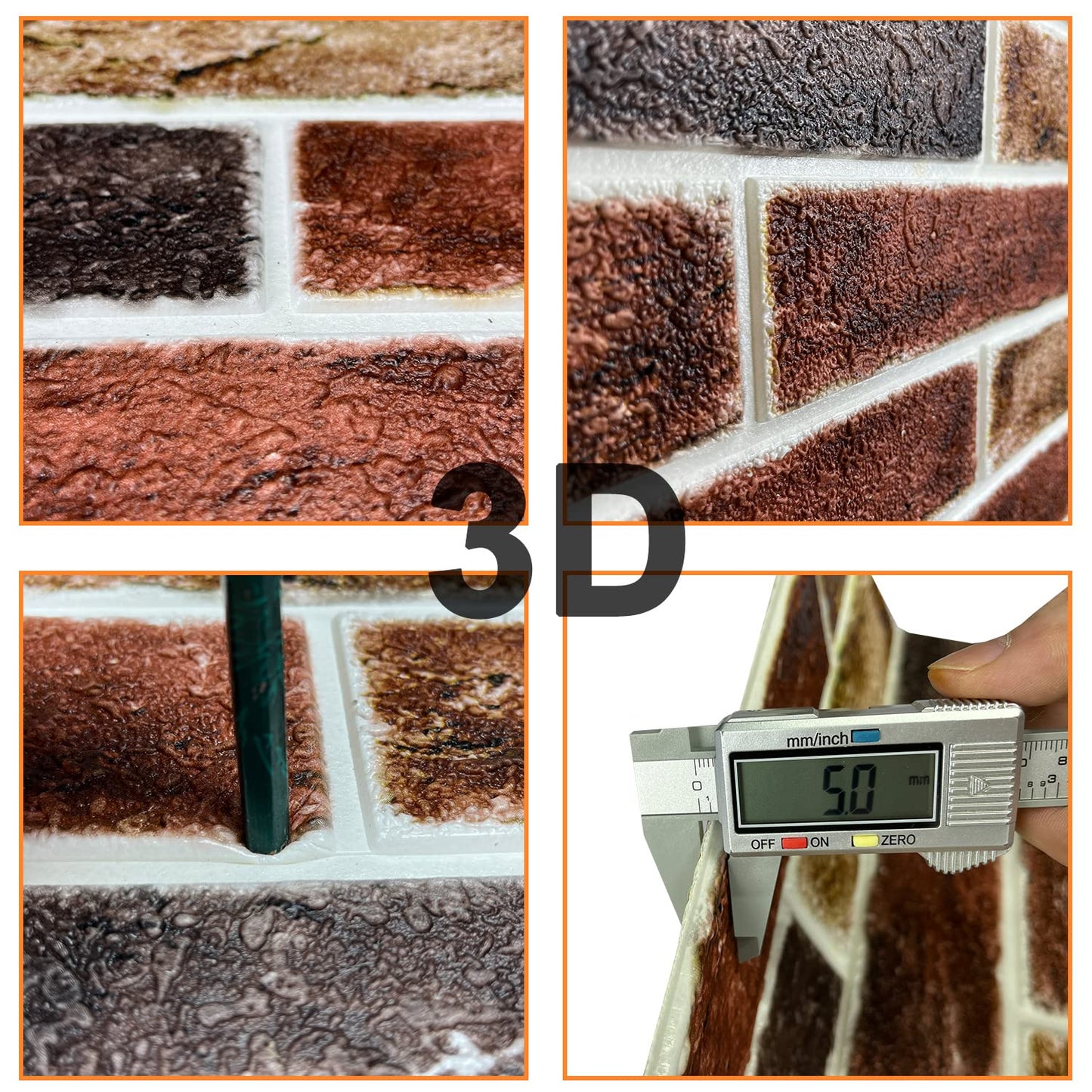 20-Pack 104 Sq.Ft 3D Wall Panels Peel and Stick 3D Faux Brick Wallpaper Peel and Stick Brown Grey Faux Stone Wall Panel Foam Brick Self-Adhesive 3D Wallpaper